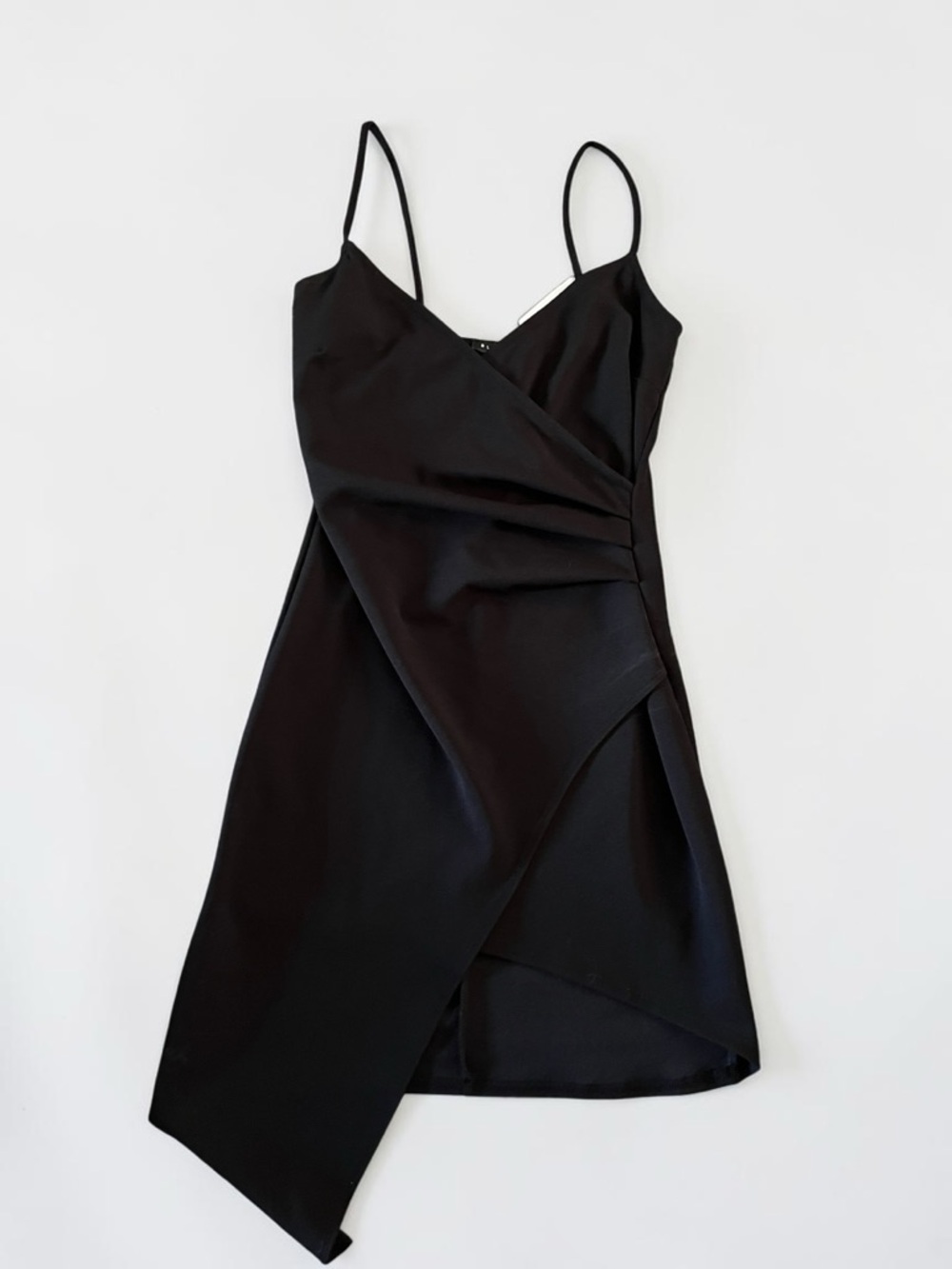 Blue Blush Black Asymmetric Mini Dress with Spaghetti Straps NWT